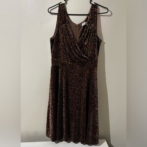 Grace Karin Women’s Dress L Velvet Velour Leopard Print V Neck Sleeveless Formal